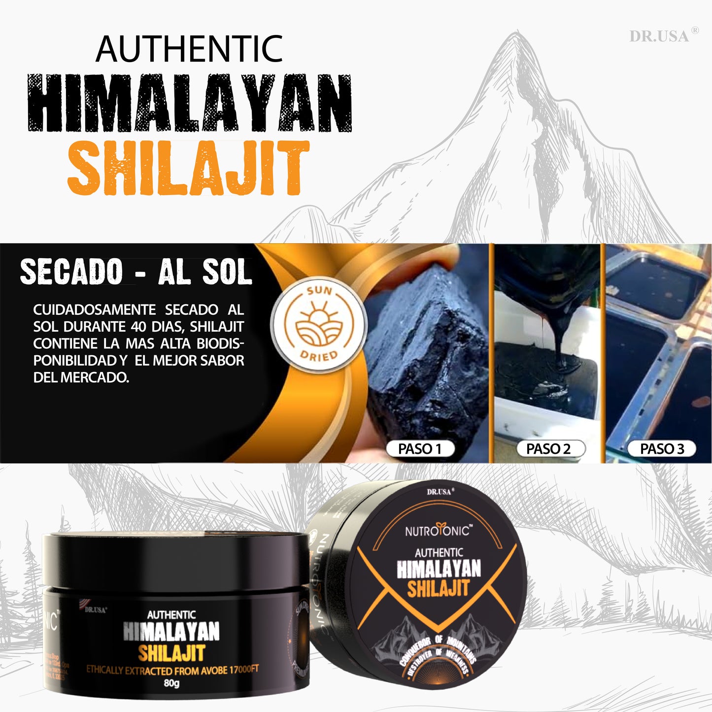 SHILAJIT ORIGINAL — Ayuda a disminuir la fatiga diaria · Apoya la claridad mental y el enfoque